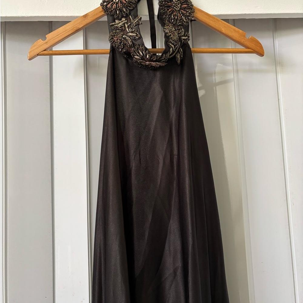 Gold Sequin Halter Dress